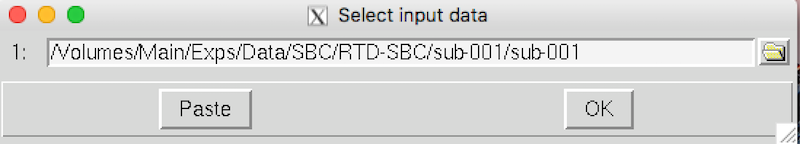 selecting the correct input data folder containing sub-001 nifti fmri file.