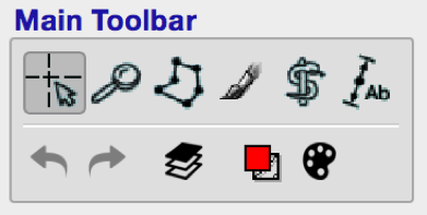 main toolbar for itksnap: cursor icon selected