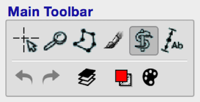 main toolbar for itksnap: active contour icon selected